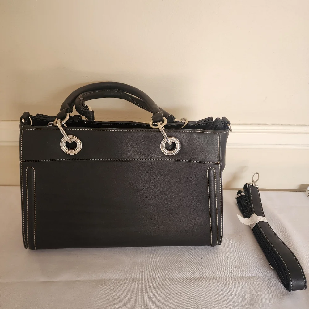 JustFab Black Purse With Silver Hardware With Shoulder Strap - Picture 3 of 8
